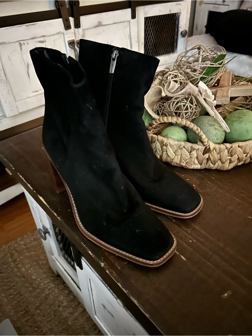 Women's Vince Camuto Black Suede Ankle Boots - Stylish Block Heel